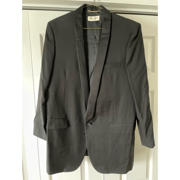 Pre-owned Saint Laurent Black Wool Shawl Collar Tuxedo Blazer. Hedi Slimane era - Picture 2 of 7